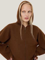 Jigsaw Brown Double Face Zip Hoodie - Image 4 of 5