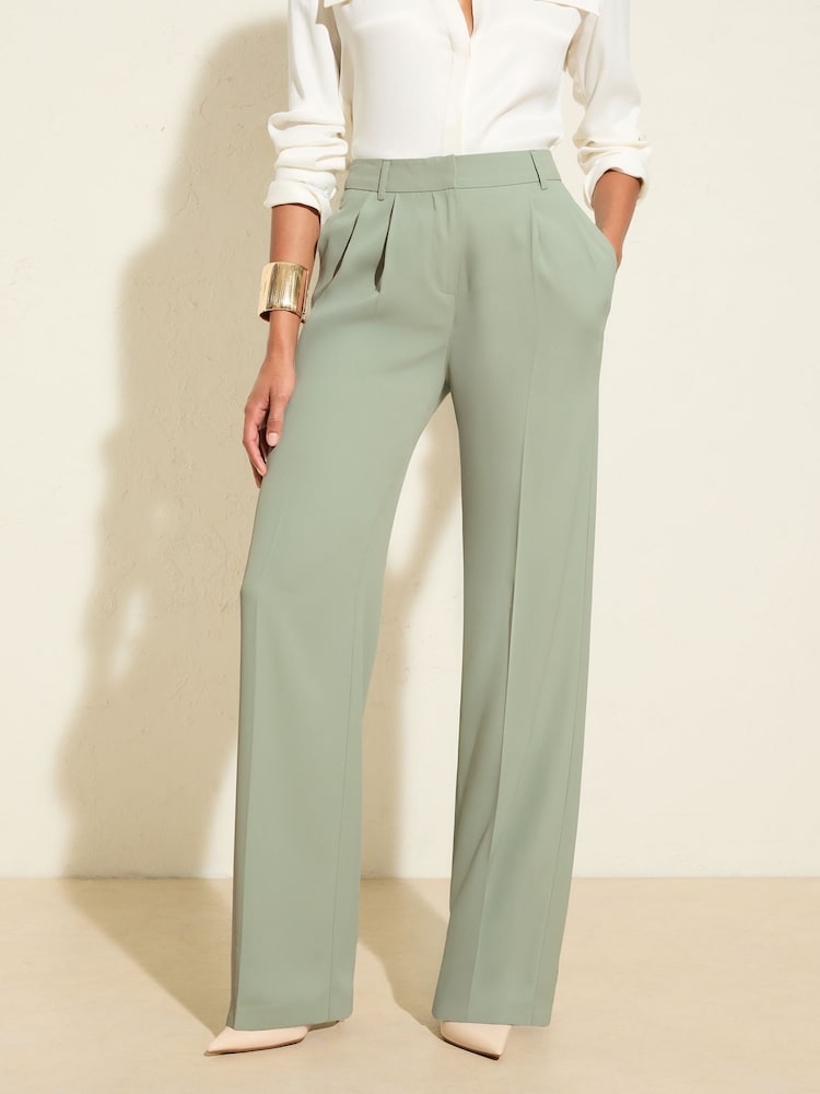 Friends Like These Seafoam Premium Elastic Back Tailored Wide Leg Trousers - Image 1 of 4