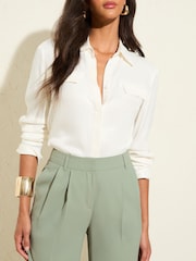 Friends Like These Seafoam Premium Elastic Back Tailored Wide Leg Trousers - Image 2 of 4