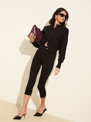 Friends Like These Black Sculpting Stretch Capri Trousers - Image 1 of 4