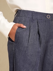 Friends Like These Blue Tonic Premium Elastic Back Tailored Wide Leg Trousers - Image 3 of 5