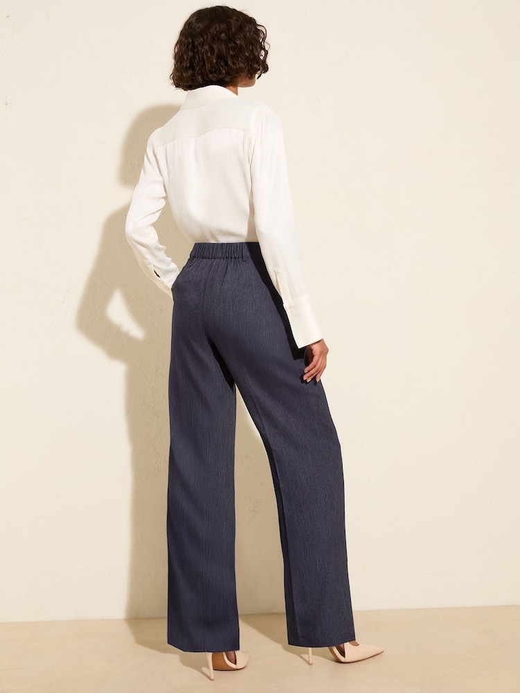 Friends Like These Blue Tonic Premium Elastic Back Tailored Wide Leg Trousers - Image 4 of 4