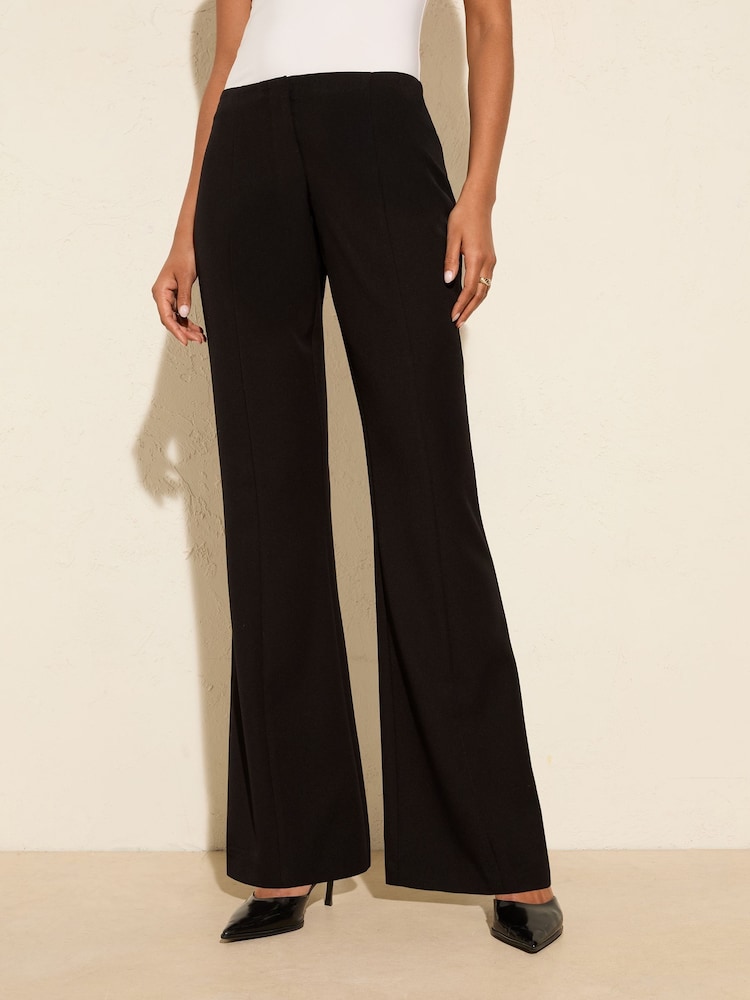 Friends Like These Black Premium Bootcut Seam Detail Tailored Trousers - Image 1 of 4 Friends Like These Black Premium Bootcut Seam Detail Tailored Trousers - Image 1 of 4