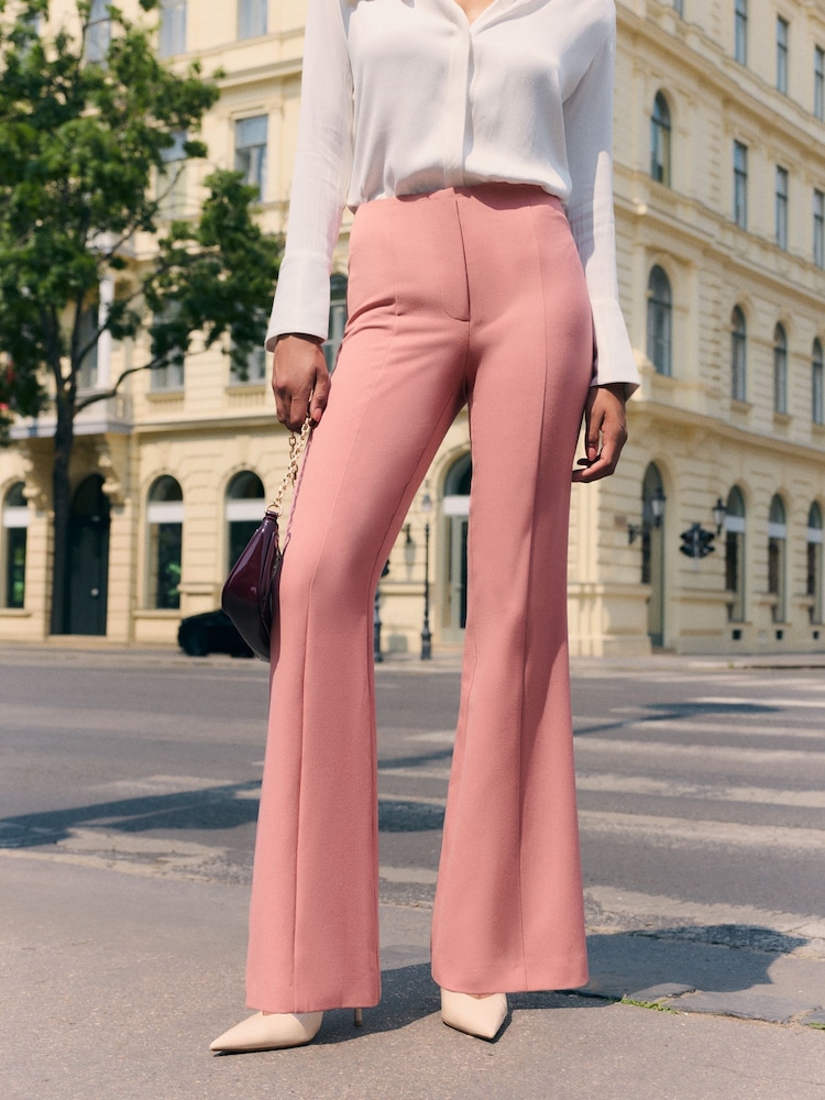 Friends Like These Pink Premium Bootcut Seam Detail Tailored Trousers - Image 1 of 5 Friends Like These Pink Premium Bootcut Seam Detail Tailored Trousers - Image 1 of 5