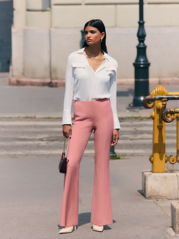 Friends Like These Pink Premium Bootcut Seam Detail Tailored Trousers - Image 5 of 5 Friends Like These Pink Premium Bootcut Seam Detail Tailored Trousers - Image 5 of 5