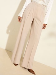 Friends Like These Neutral Premium Elastic Back Tailored Wide Leg Trousers - Image 1 of 4