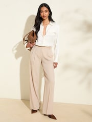 Friends Like These Neutral Premium Elastic Back Tailored Wide Leg Trousers - Image 3 of 4