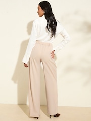 Friends Like These Neutral Premium Elastic Back Tailored Wide Leg Trousers - Image 4 of 4