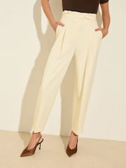 Friends Like These Buttermilk Yellow Tapered Belted Tailored Trousers - Image 1 of 4