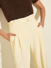 Friends Like These Buttermilk Yellow Tapered Belted Tailored Trousers - Image 3 of 4