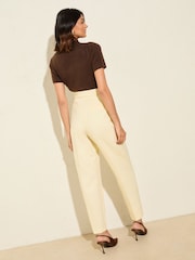 Friends Like These Buttermilk Yellow Tapered Belted Tailored Trousers - Image 4 of 4