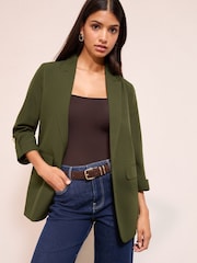 Friends Like These Forest Green Edge to Edge Tailored Sleeve Detail Blazer - Image 1 of 4
