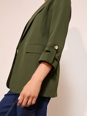 Friends Like These Forest Green Edge to Edge Tailored Sleeve Detail Blazer - Image 2 of 4