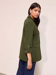 Friends Like These Forest Green Edge to Edge Tailored Sleeve Detail Blazer - Image 4 of 4