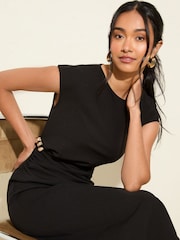 Schwarz - Friends Like These Tailored Jersey Twist Front Hardware Midi Dress - Bild 4 von 5