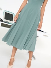 Friends Like These Green Tailored Seam Detail Jersey A-Line Midi Dress - Image 4 of 5