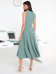 Friends Like These Green Tailored Seam Detail Jersey A-Line Midi Dress - Image 5 of 5