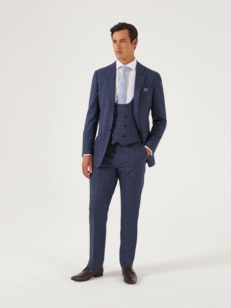 Skopes Blue Slim Fit Anello Check Suit Jacket - Image 1 of 6