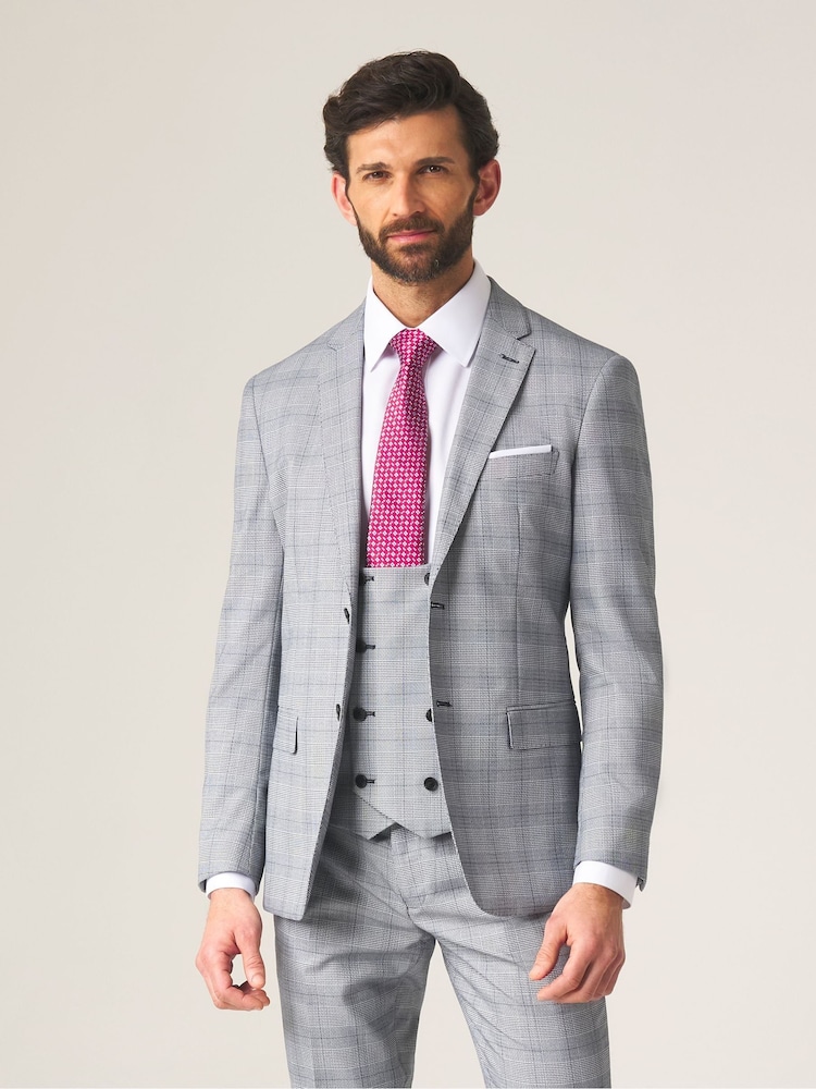 Skopes Grey Slim Fit Anello Check Suit Jacket - Image 1 of 3