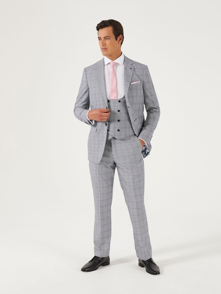 Skopes Grey Slim Fit Anello Check Suit Jacket - Image 3 of 3