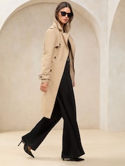 Lipsy Brown Petite Belted Contrast Piping Trench Coat - Image 3 of 5
