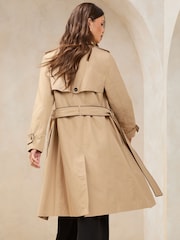 Lipsy Brown Petite Belted Contrast Piping Trench Coat - Image 5 of 5