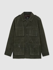 Reiss Dark Forest Green Stafford Suede Four Pocket Field Jacket - Image 2 of 6
