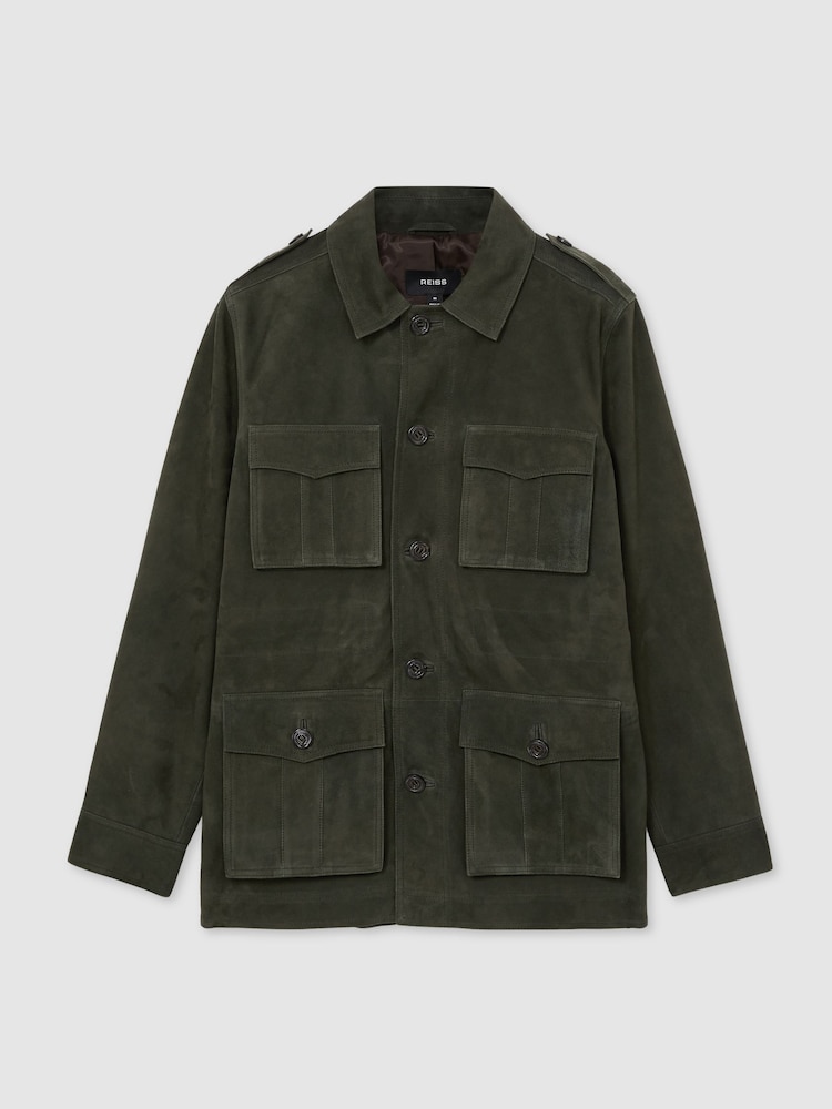 Reiss Stafford Wildleder-Feldjacke mit vier Taschen - Bild 2 von 6 Reiss Stafford Wildleder-Feldjacke mit vier Taschen - Bild 2 von 6