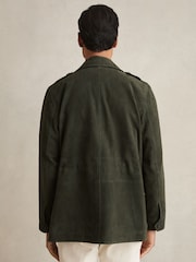 Reiss Dark Forest Green Stafford Suede Four Pocket Field Jacket - Image 5 of 6