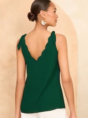 Love & Roses Green V-Neck Scallop Detail Tie Shoulder Vest - Image 4 of 4