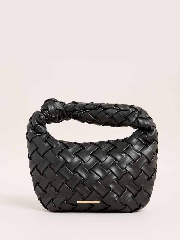 Lipsy Black Faux leather Weave Knot Handle Bag - Image 2 of 4