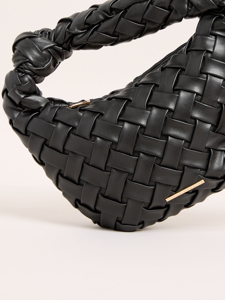Lipsy Black Faux leather Weave Knot Handle Bag - Image 4 of 4