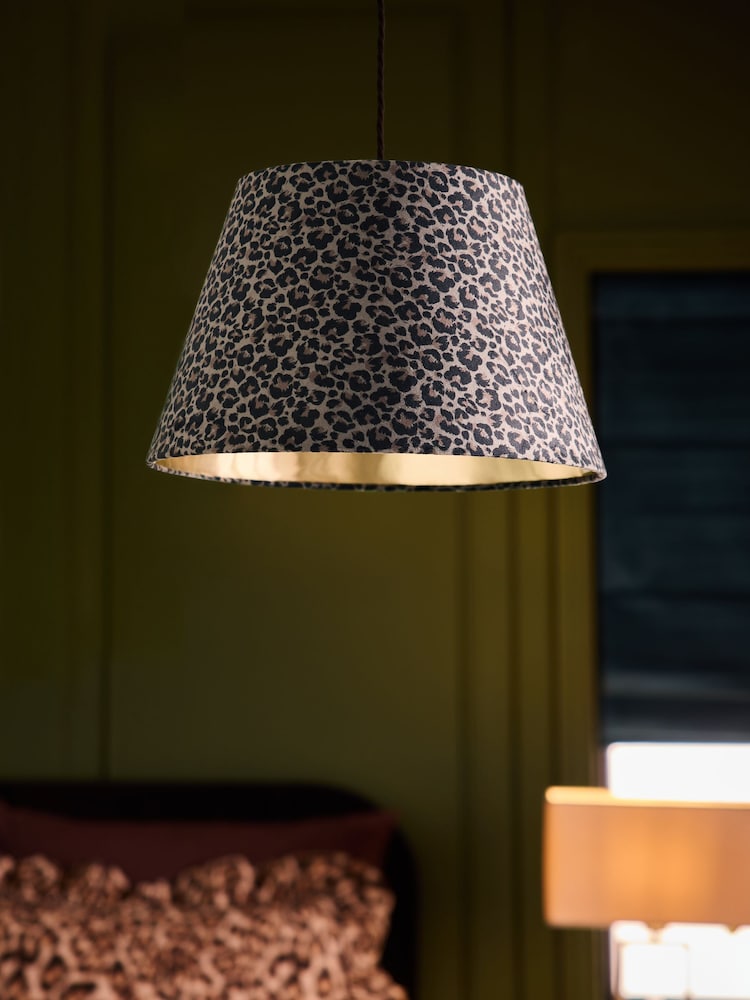 Black Leopard Print Easy Fit Pendant Lamp Shade - Image 2 of 5 Black Leopard Print Easy Fit Pendant Lamp Shade - Image 2 of 5