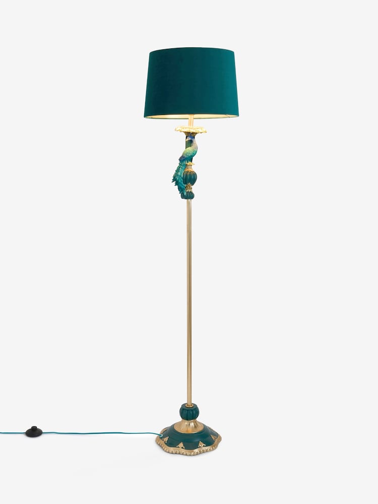 Teal Blue Peacock Floor Lamp - Image 5 of 5 Teal Blue Peacock Floor Lamp - Image 5 of 5