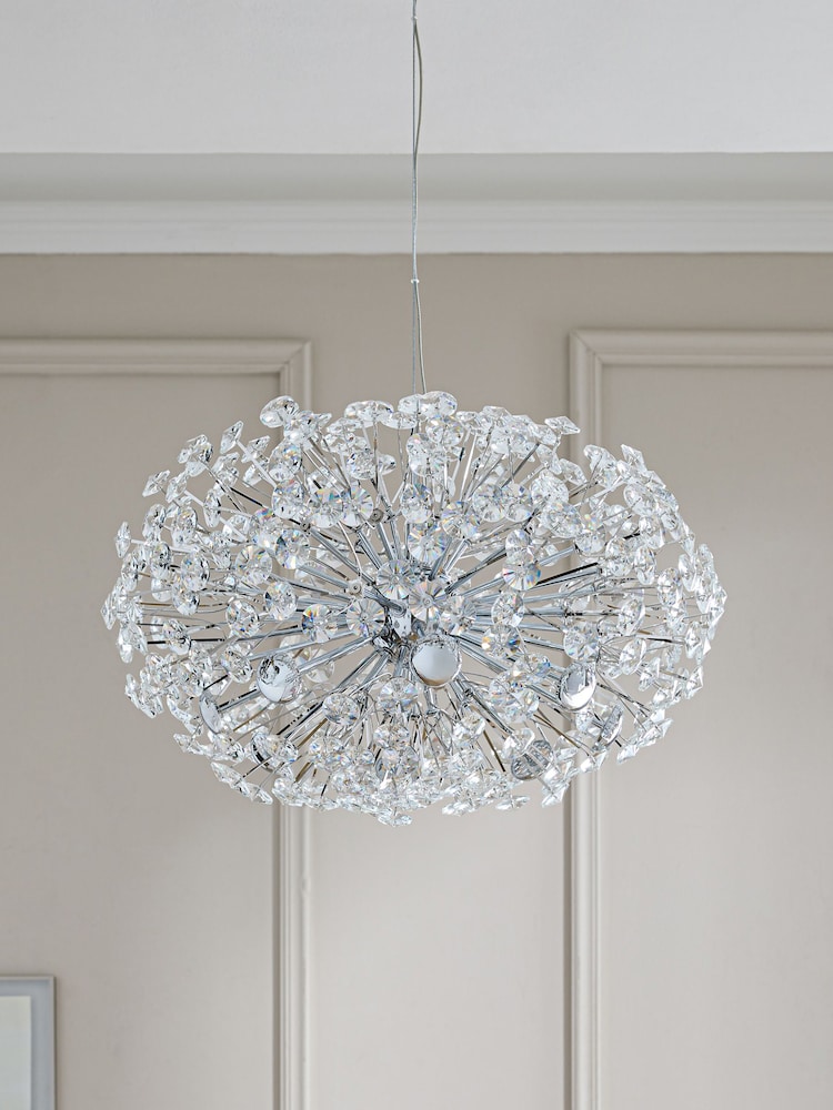 Chrome Fiori Pendant Chandelier Ceiling Light - Image 2 of 5 Chrome Fiori Pendant Chandelier Ceiling Light - Image 2 of 5