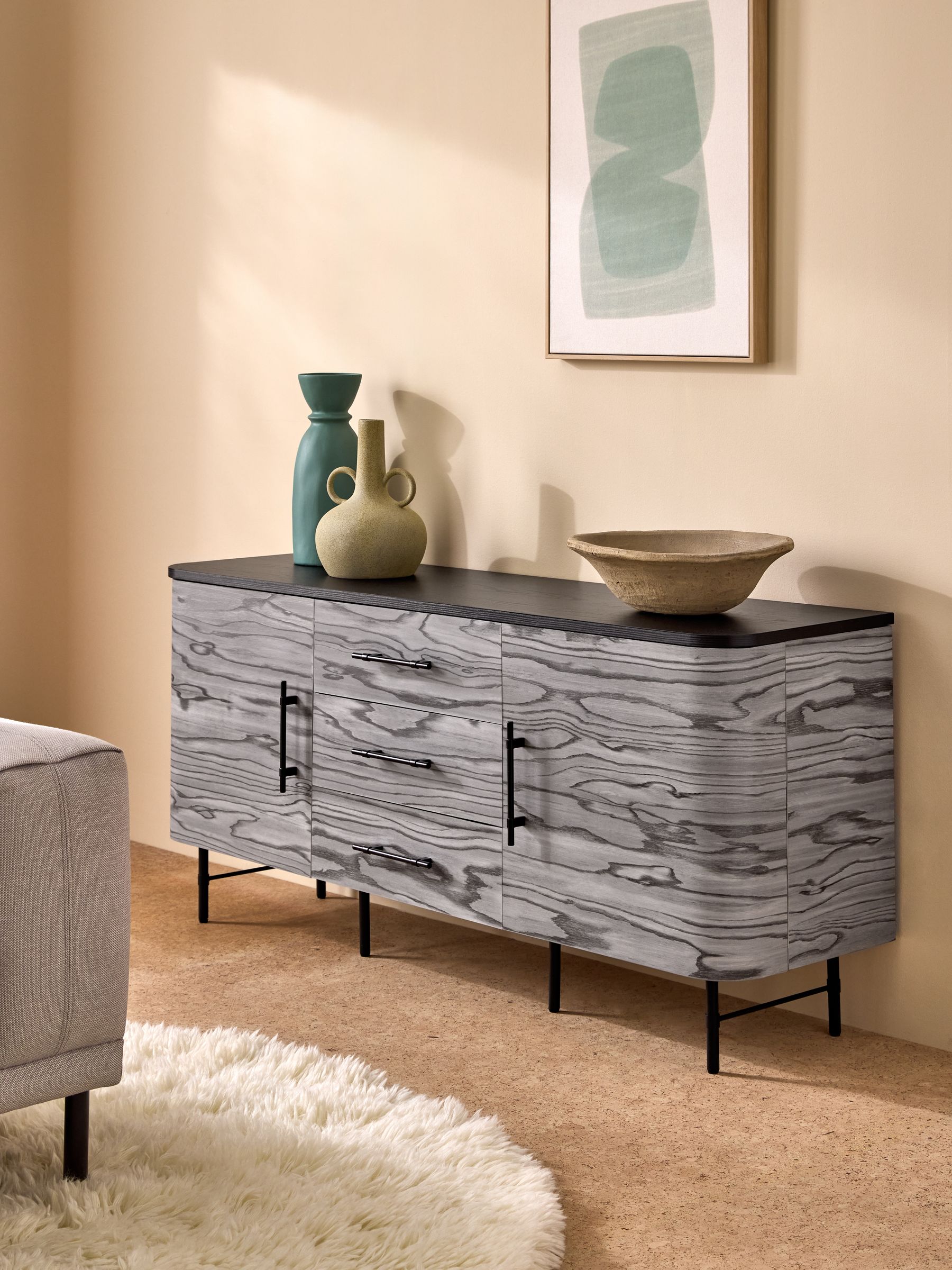 Buy MADE.COM Grey Pine Effect Zeke Large Sideboard from the Next