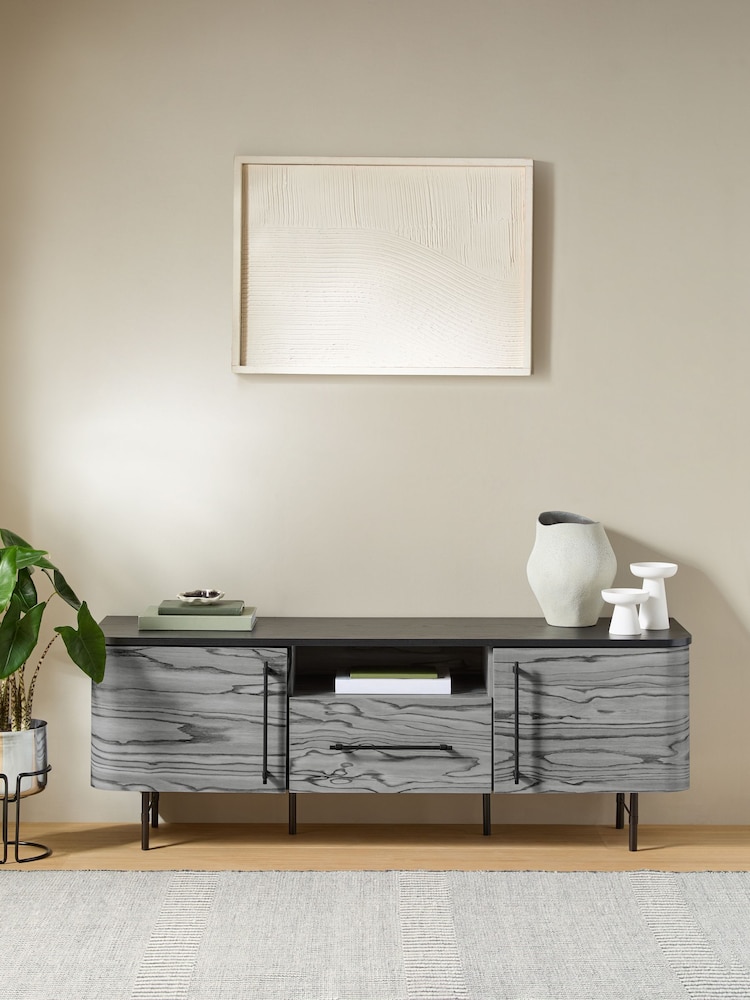 MADE.COM Grey Pine Effect Zeke Wide Up to 58 Inch TV Unit - Image 1 of 6