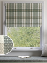 Green Linen Look Check Made to Measure Roman Blind - Image 1 of 6