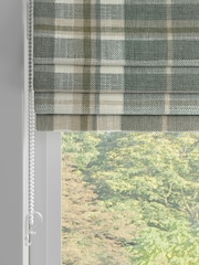 Green Linen Look Check Made to Measure Roman Blind - Image 2 of 6