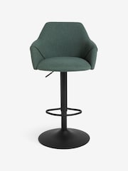MADE.COM Bay Green and Walnut Legs Lule Adjustable Height Bar Stool in Velvet - Image 4 of 5