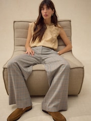 Yellow Check Wide Leg Trousers - Image 2 of 7