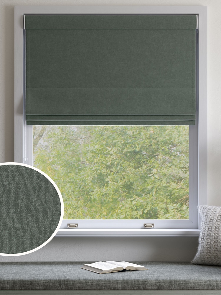 Green Touch of Linen Made to Measure Roman Blind - Image 1 of 5