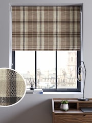Natural Linen Look Check Made to Measure Roman Blind - Image 1 of 6