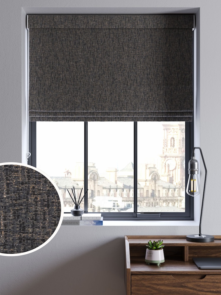 Charcoal Grey Textured Weave Made to Measure Roman Blind - Image 1 of 6