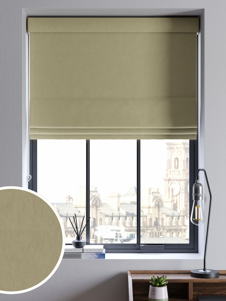 Green Khaki Cotton Made to Measure Roman Blind - Image 1 of 6