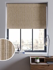 Dark Natural/Grey Woven Stripe Made to Measure Roman Blind - Image 1 of 5