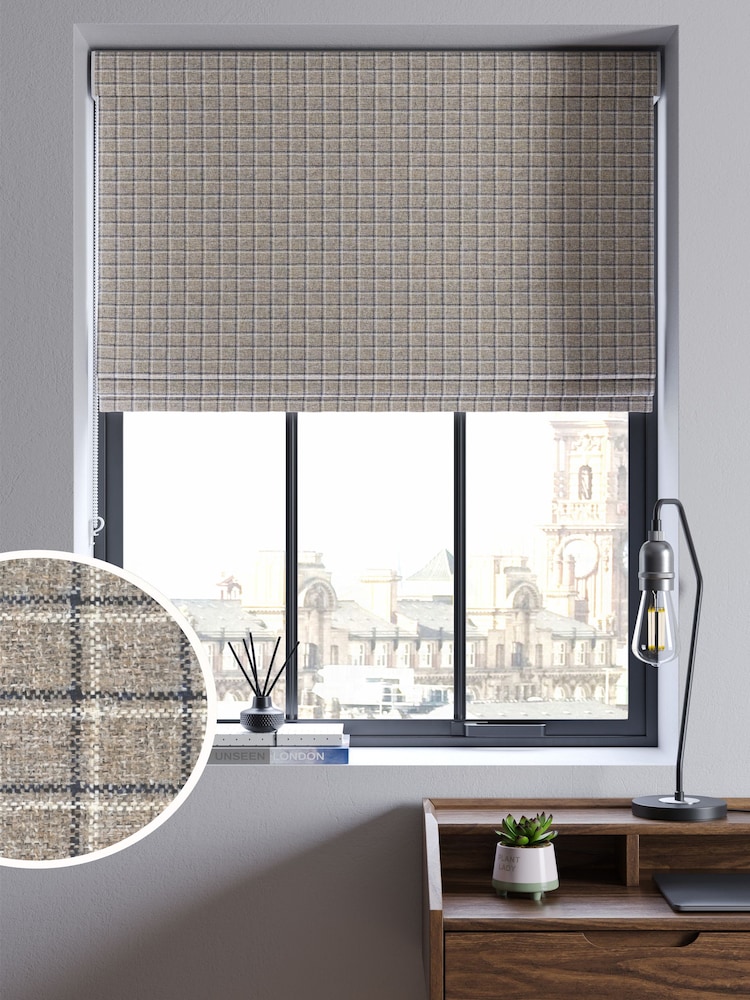 Grey Simplicity Check Made to Measure Roman Blind - Image 1 of 6