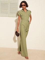 Friends Like These Khaki Green Utility Jumpsuit - Image 3 of 4