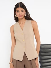 Friends Like These Cream Sculpting Stretch Multi Button Waistcoat - Image 3 of 4