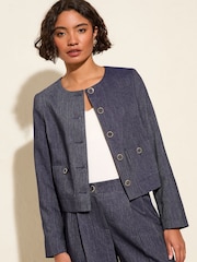 Friends Like These Blue Tonic Collarless Trophy Tailored Jacket - Image 1 of 5